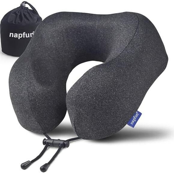 Napfun Travel Neck Pillow Memory Foam Airplane Headrest Portable Sleep Aid - Picture 7 of 7
